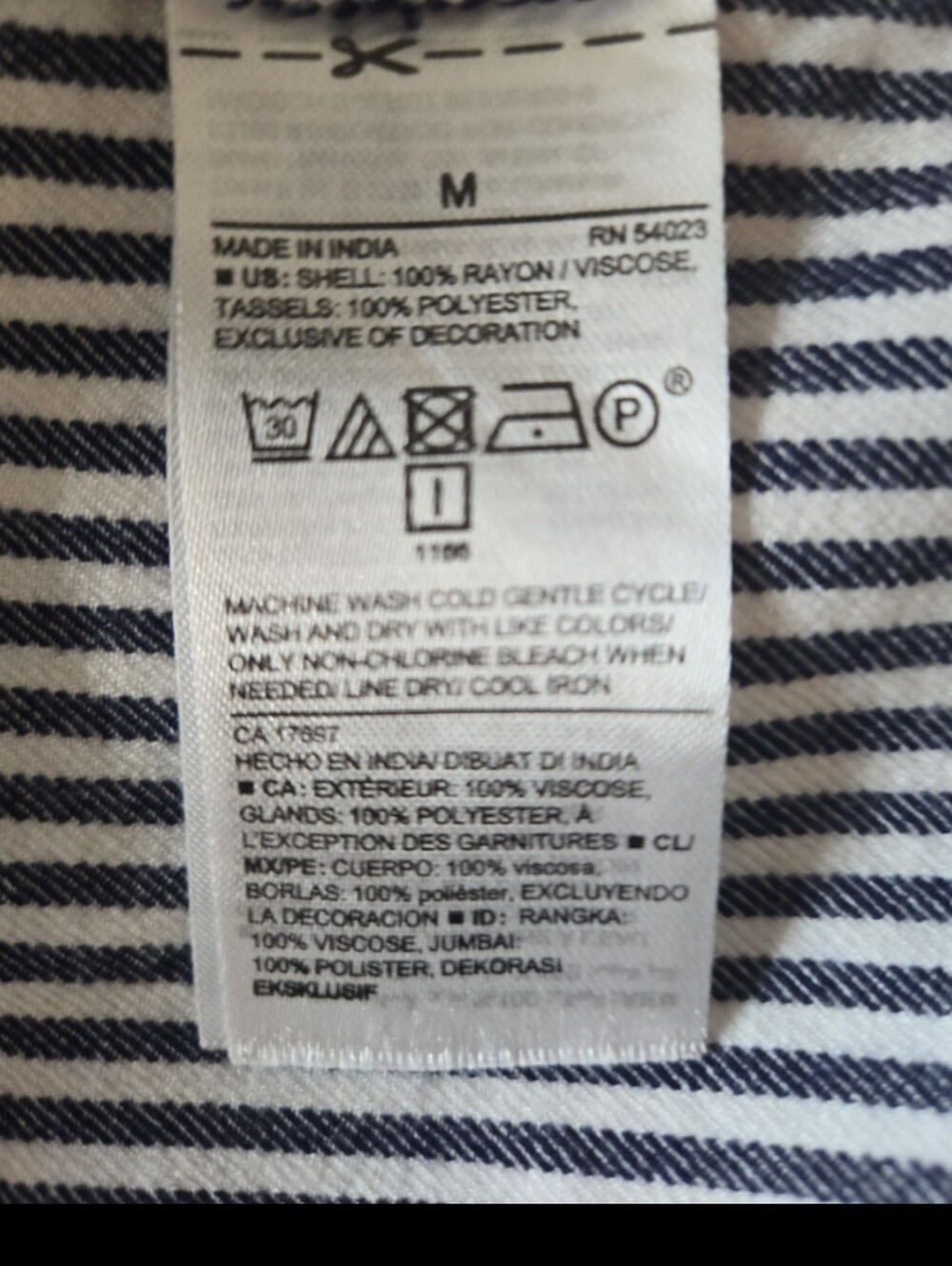 Old Navy Striped V-Neck Tassel Tunic Dress in Blue and White - Picture 10 of 11